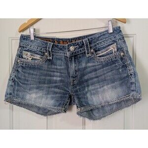 Rock Revival Noelle Denim Shorts Womens 31 Sequin Embroidered Distressed Studded